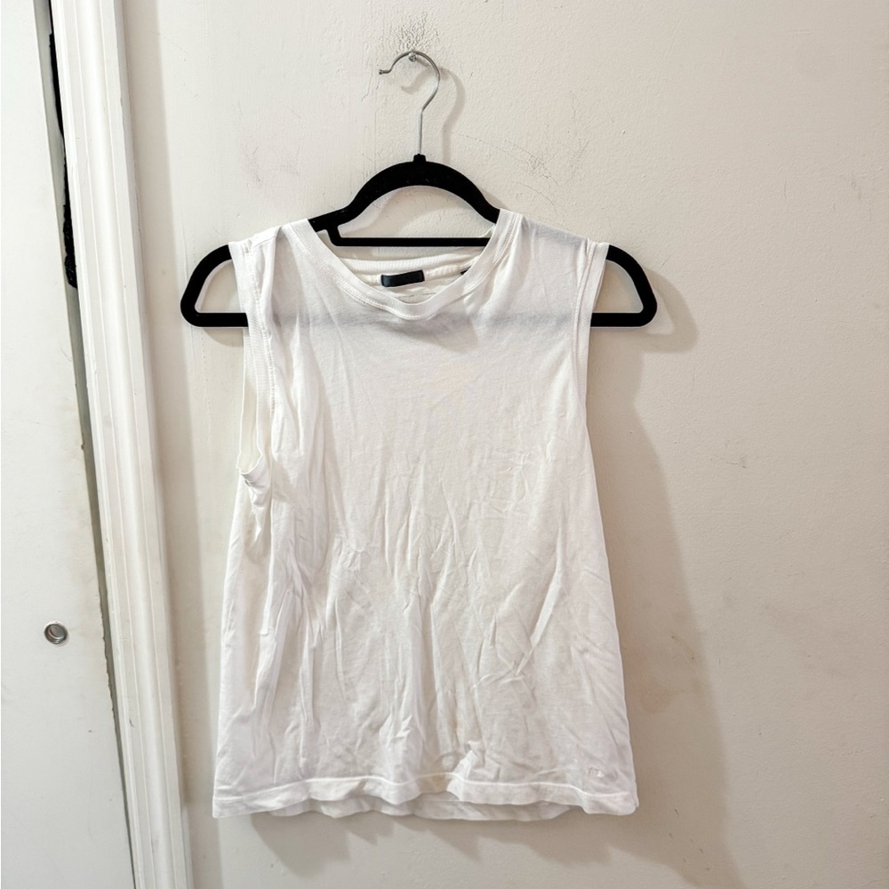 ATM Sleeveless Women's Crewneck Top, Cotton, White, size small